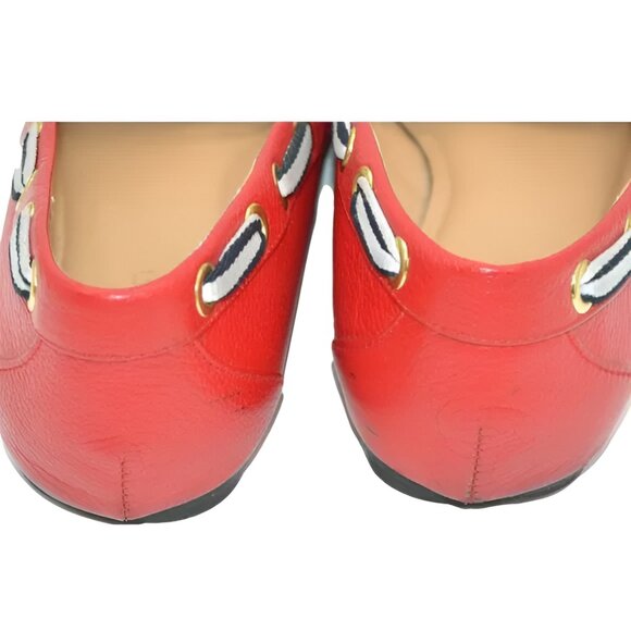 Marco Santi Soft Red Leather Blue Gossamer July 4th Loafers Flats Moccasins 8